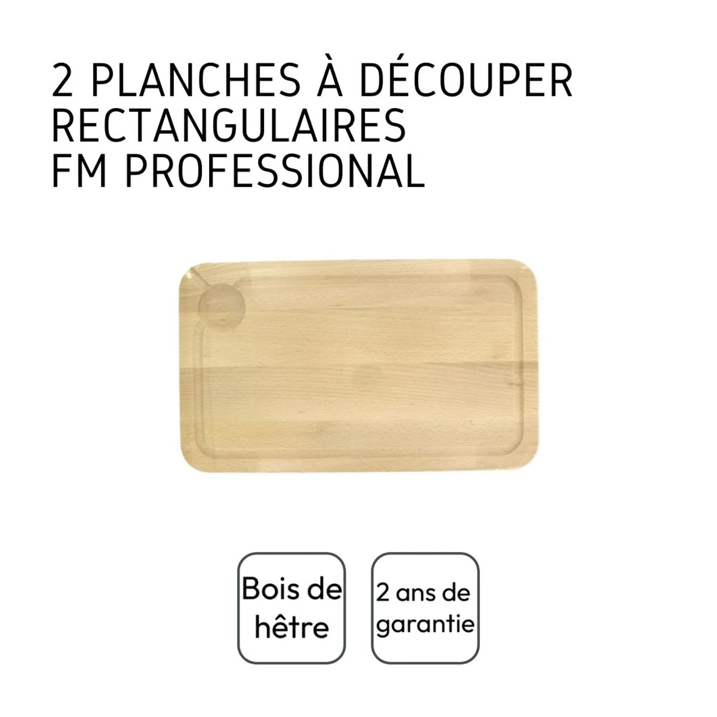 Planche à découper, hêtre avec rigolle et collecteur de sang 34 x 20 cm, par 2 Fackelmann Wood Edition