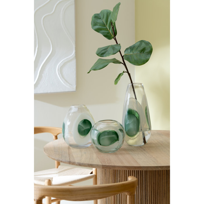 J-Line - Vase Livy - verre - vert/blanc/transparent - medium