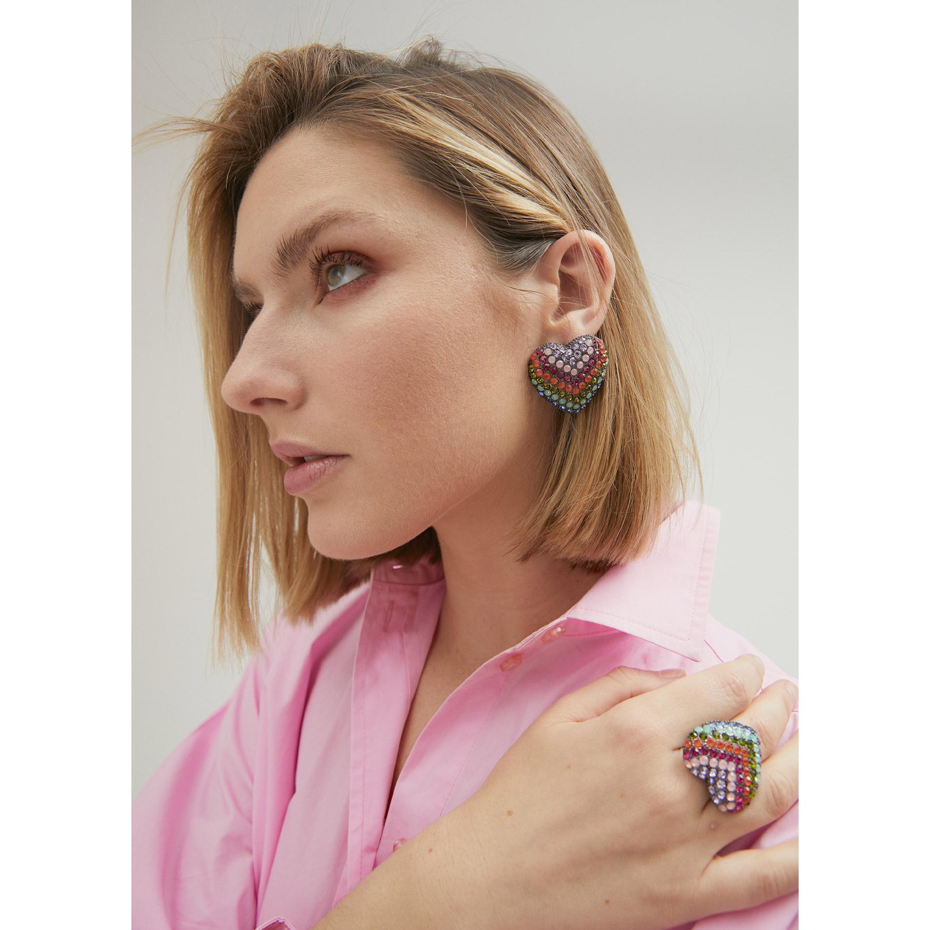 Orecchini maxi cuore arcobaleno