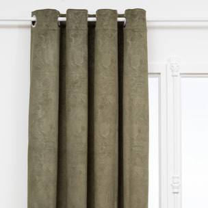 Rideau occultant effet velours "Fujo" vert kaki 135x260cm