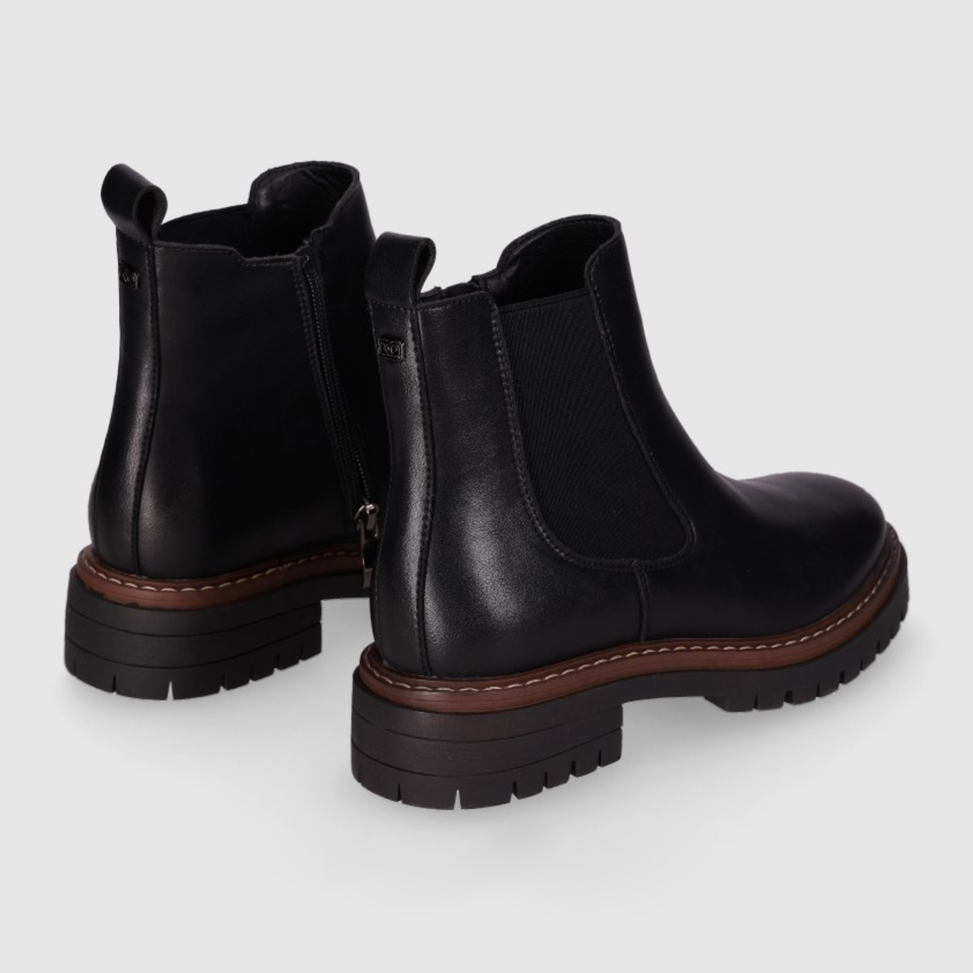 Botines de Piel - Negro - Tacón: Bajo