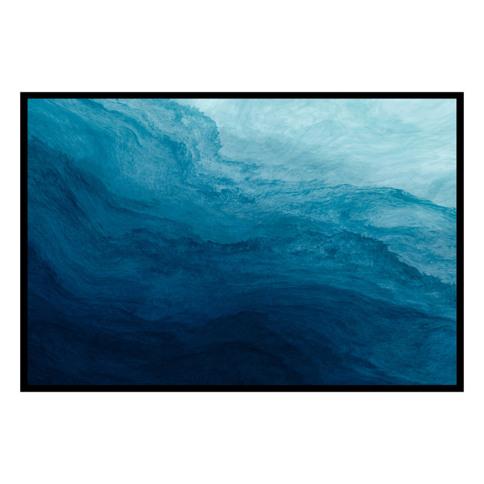 Affiche encadrée vague bleue photographie artistique Affiche + cadre en métal - Noir