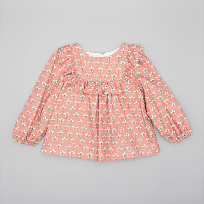 Camisa Viella Burdeos Con Estampado Floral