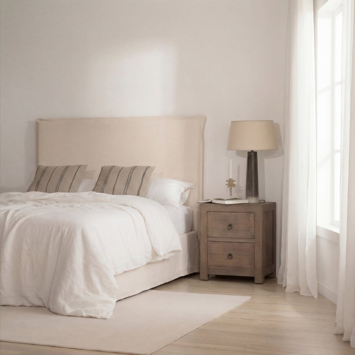 Table de chevet Tiber -bois massif d'araucaria-couleur nogal 50 x 60 x 43 cm