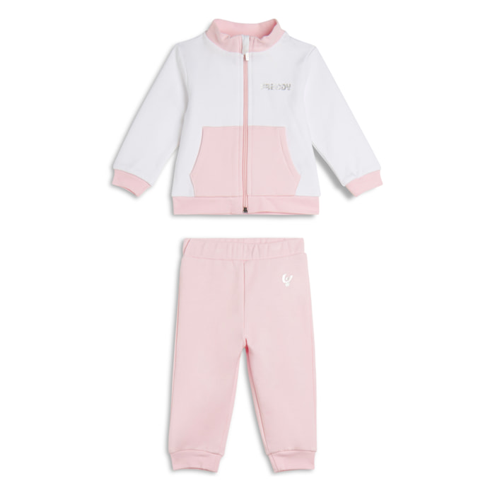 Tuta Baby in cotone elasticizzato con logo argento