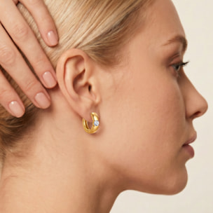Pendientes de Circonita Brillante acabado en oro amarillo de 18k
