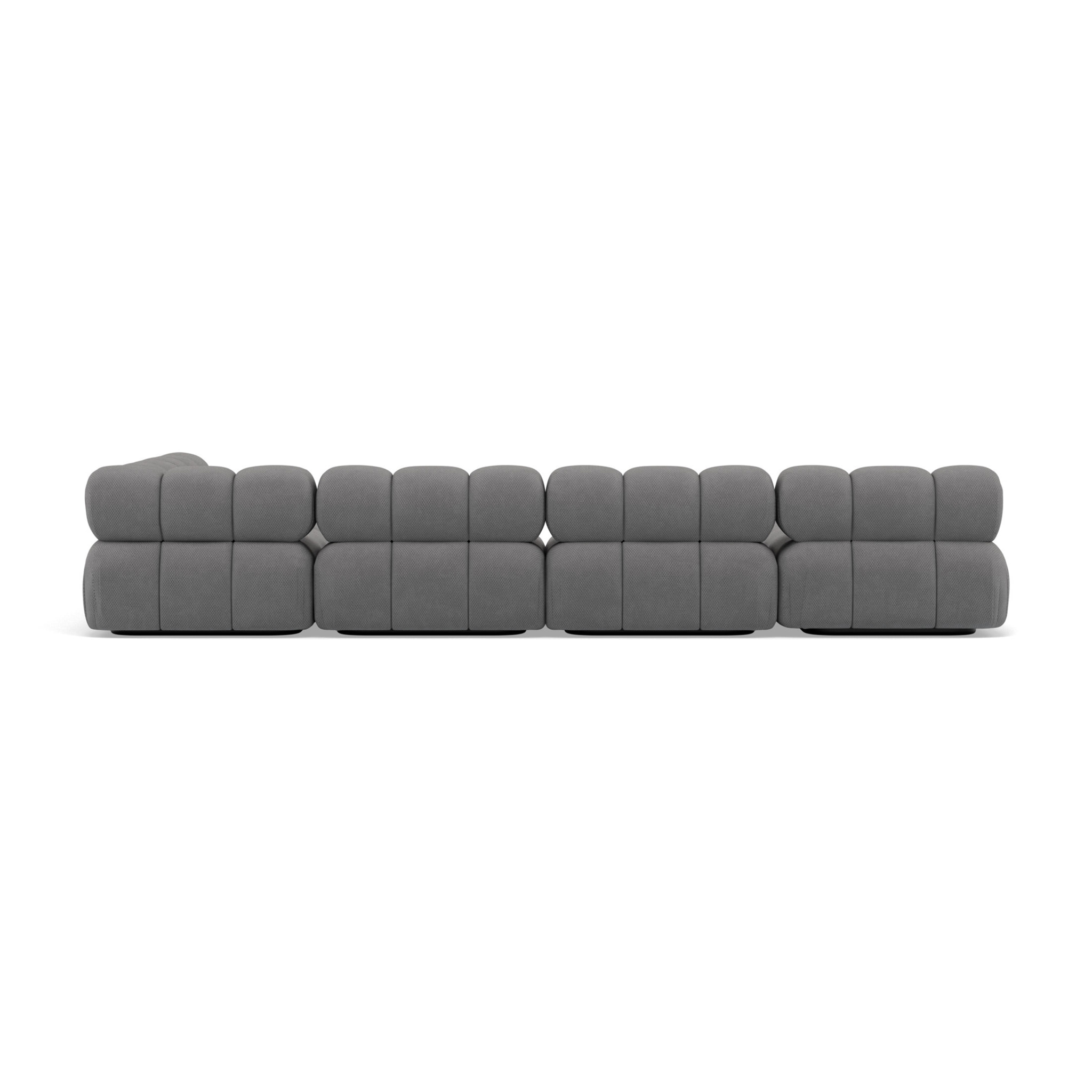Ruby - canapé panoramique modulable d'angle droit 7 places en velours texturé - Gris