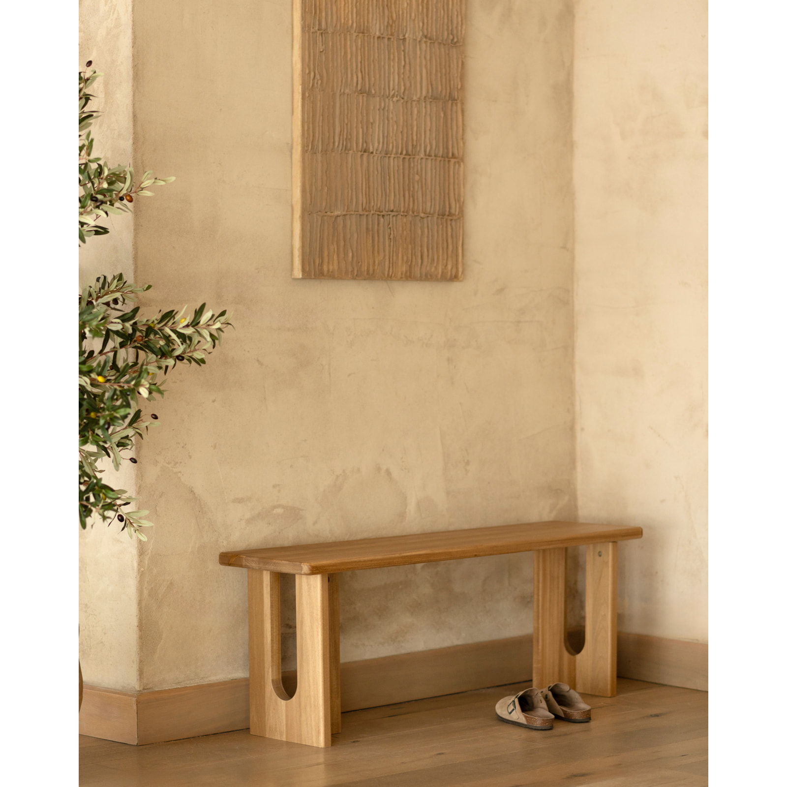 Banco de madera maciza de álamo en 120x33cm Alto: 45 Largo: 120 Ancho: 33