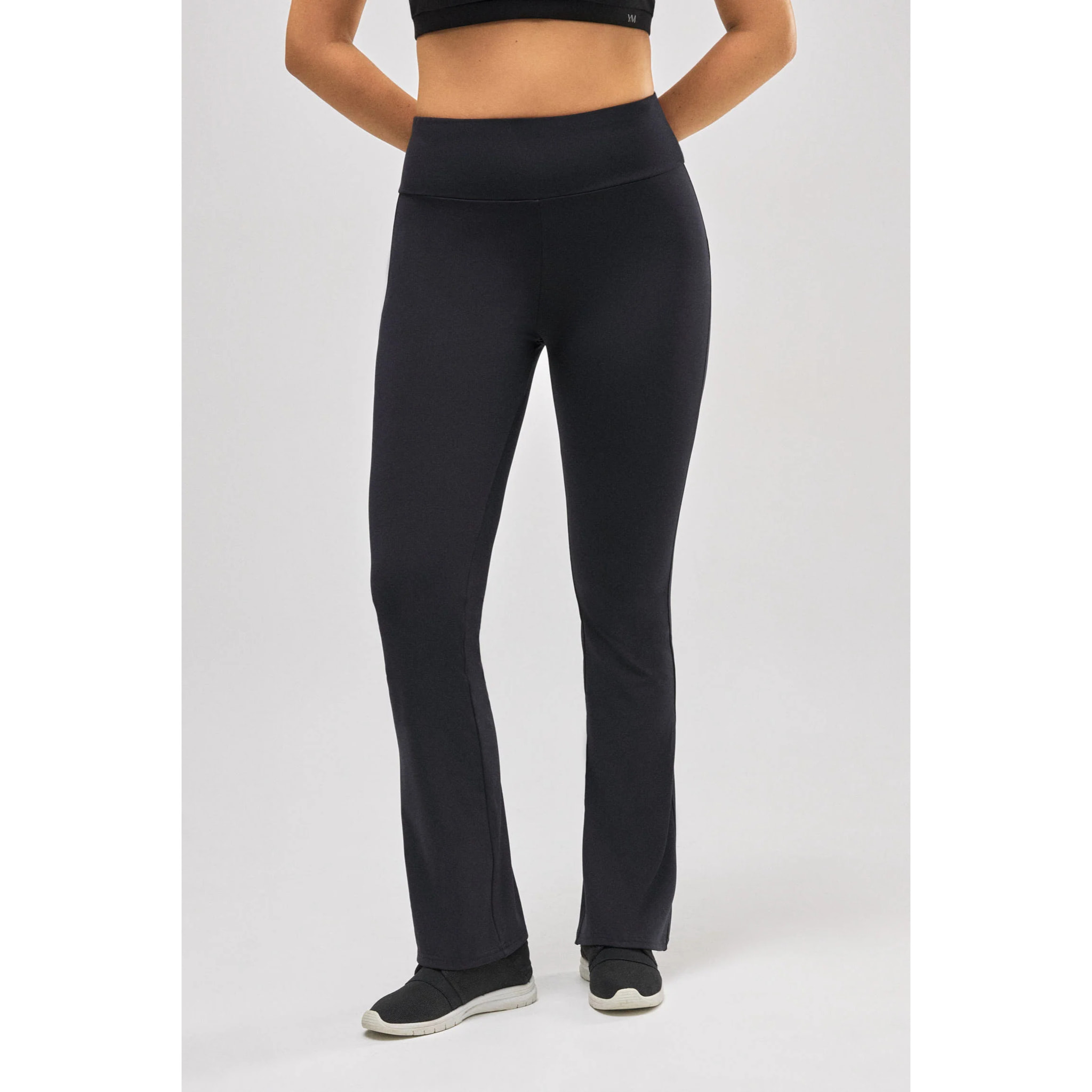 Leggings termici svasati con interno in peluche nero e stile sportivo