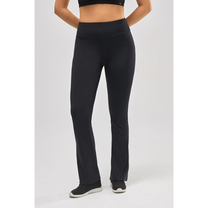 Leggings termici svasati con interno in peluche nero e stile sportivo