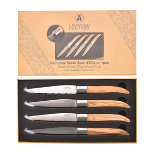 Set de 4 couteaux à steak en bois d'olivier