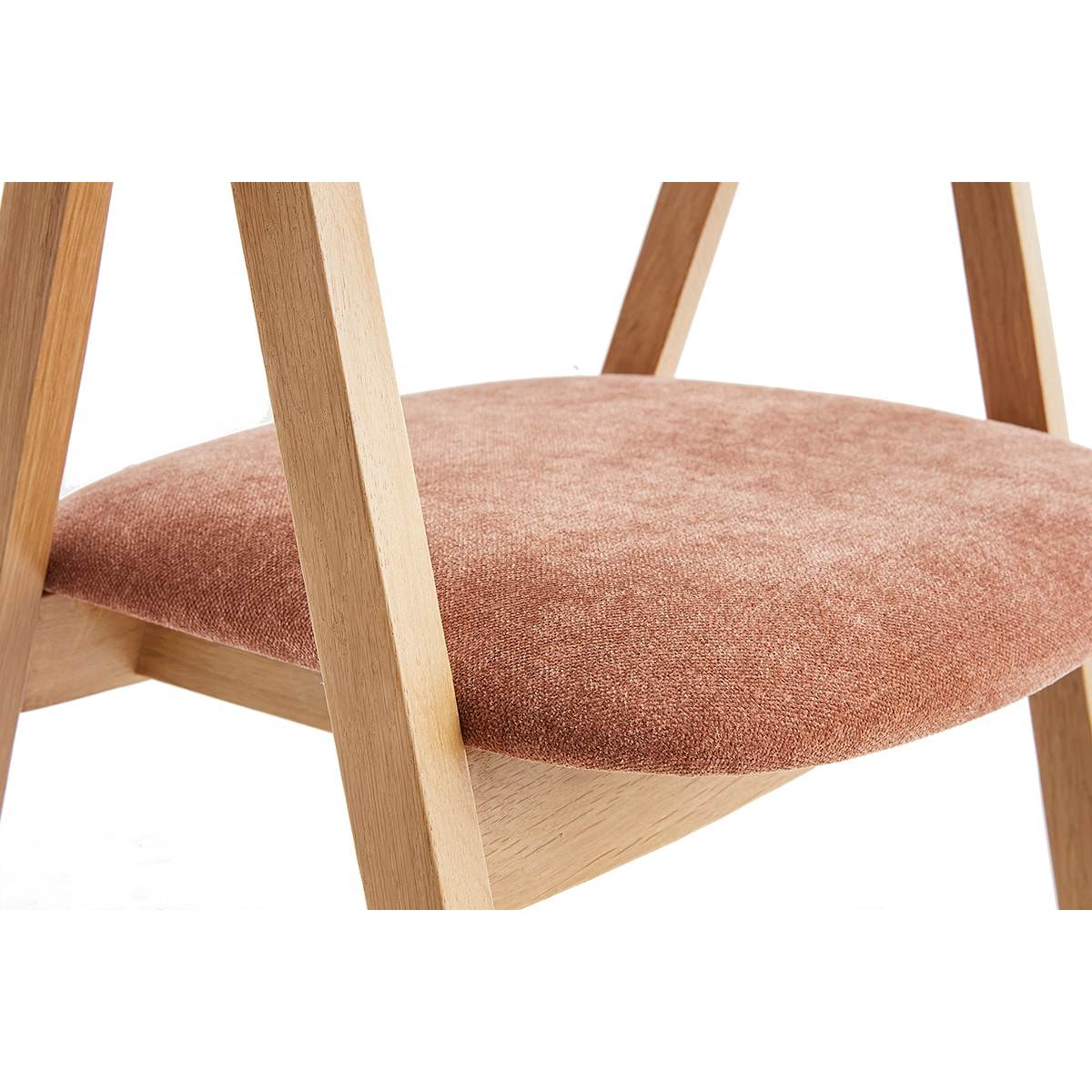 Chaises scandinaves empilables en bois clair chêne et tissu effet velours terracotta (lot de 2) LOVA