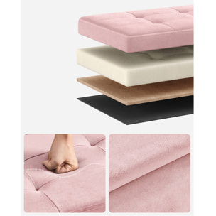 Panca contenitore pieghevole in velluto rosa pastello
