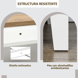 Aparador de Salón Armario Almacenaje de Madera con 2 Puertas Cajón y Estante Ajustable para Comedor Cocina Dormitorio 76,6x35x81,5 cm Blanco y Marrón