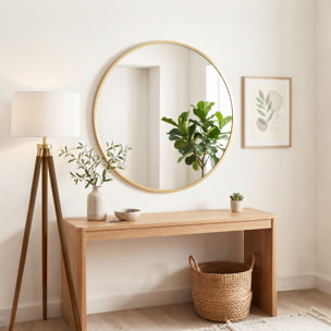 Miroir mural rond design cadre métal doré dia. 61 cm
