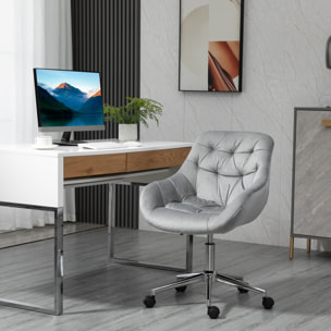 Vinsetto Chaise de bureau design Chesterfield effet capitonné hauteur réglable pivotant 360° piètement chromé velours gris