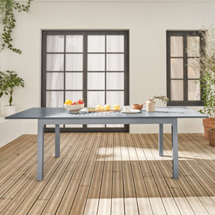 Table extensible - Chicago Anthracite - Table en aluminium 175/245cm avec rallonge. 8 places