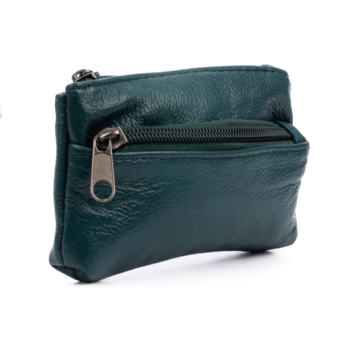 Atrani portafoglio con doppio scomparto in pelle Dollaro. Portachiavi interno.