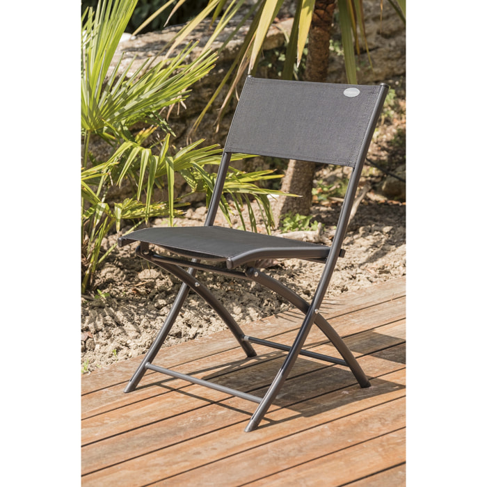 C43 - Chaise de jardin pliante en aluminium et toile plastifiée noire