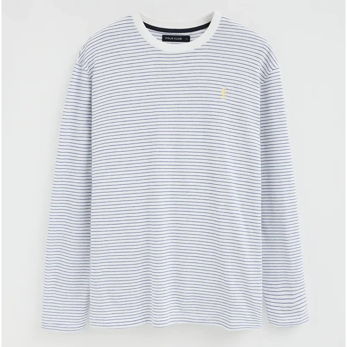 Maglietta a righe bianca e blu presidenziale a maniche lunghe con ricamo Rigby Go