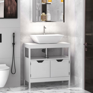 Conjunto de Baño Juego de Armario de Baño con Cajón 3 Estantes y Mueble para Debajo del Lavabo con 2 Puertas Antivuelco 60x33x122,5 cm 60x30x60 cm Blanco