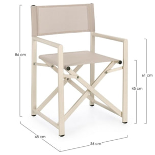 Set di 2 sedie TAYLOR in alluminio beige e textilene beige, pieghevoli