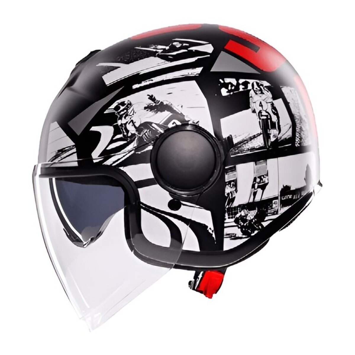 CASCO AGV ETERES E2206 HISTORY MATT BLACK/WHITE/RED