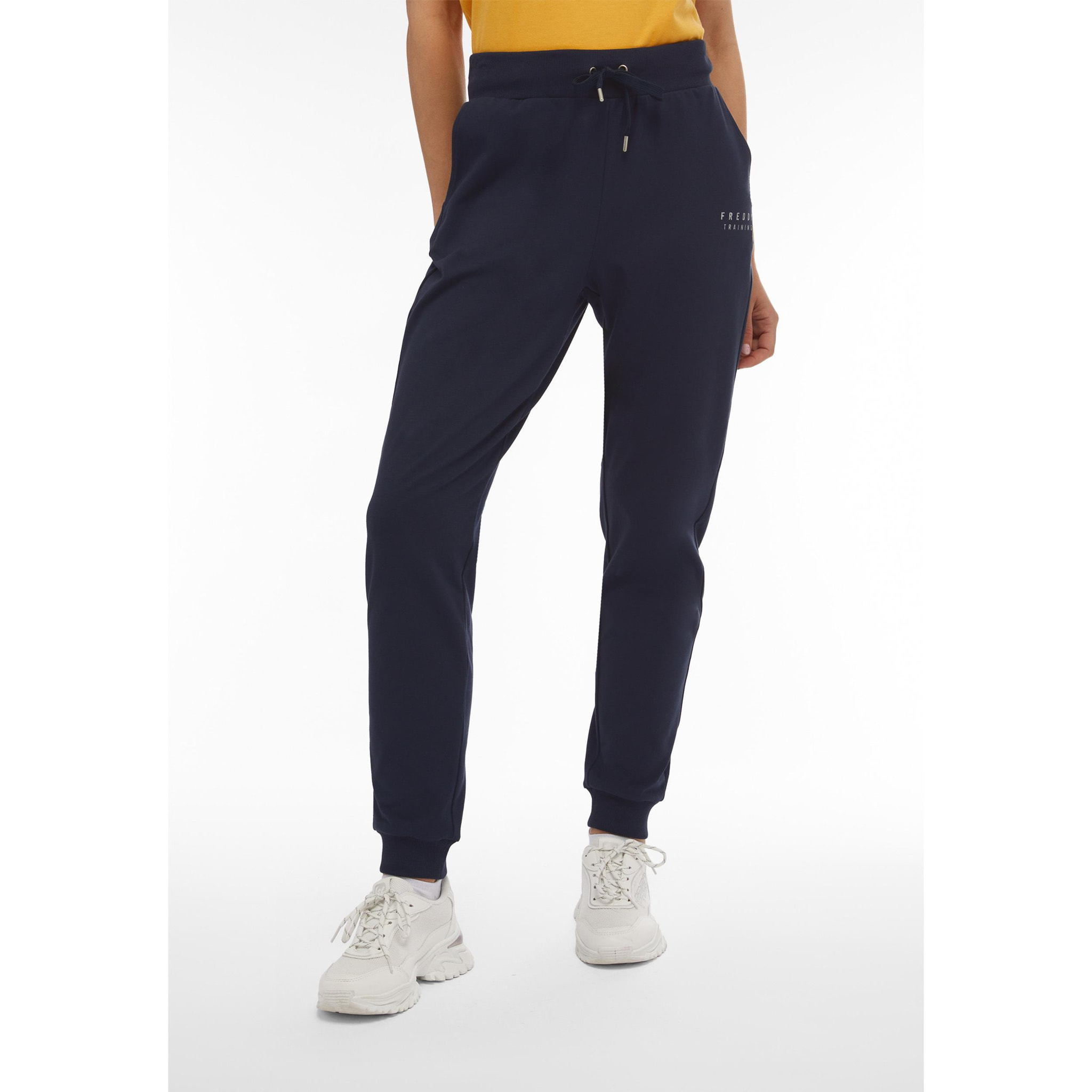 Pantaloni donna in heavy jersey stretch fondo a polsino