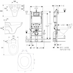 Pack WC Bati-support Geberit Duofix + WC Cersanit S-line Pro + Abattant + Plaque blanche (S-LineProGeb3)