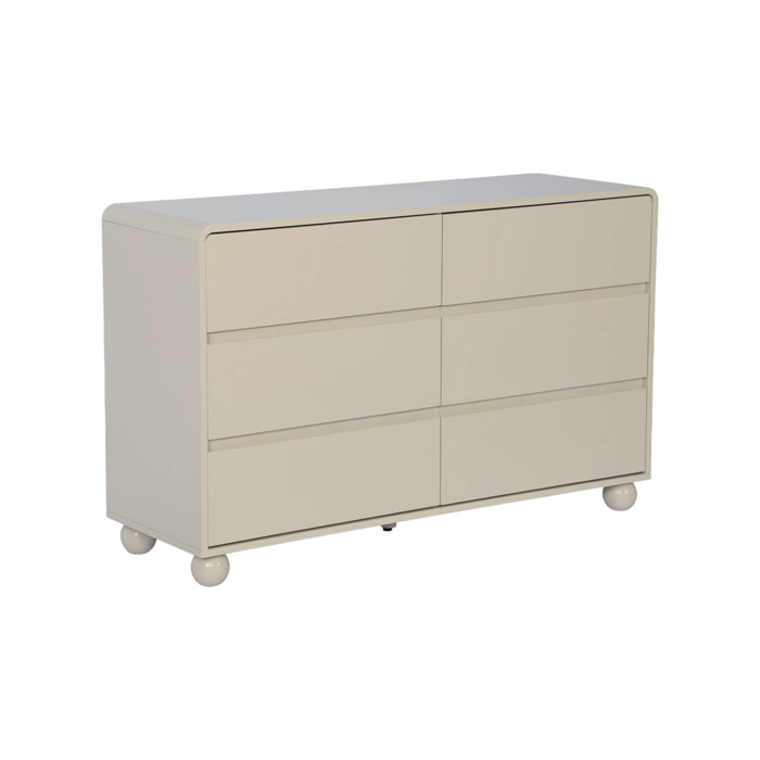 Commode enfant décor bois laqué 6 tiroirs NOUSHKA