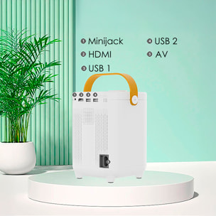 Mini proiettore LCD Wifi H1, duplicazione dello schermo per iOS e Android. Connessione USB. Da 30 a 200 pollici, 120 lm, 2000:1. Con telecomando.