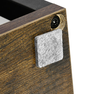 Support à fleurs style industriel 5 niveaux - porte plante 4 étagères - acier époxy noir aspect bois foncé