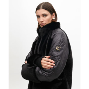 Cappotto combinato piume e pelliccia