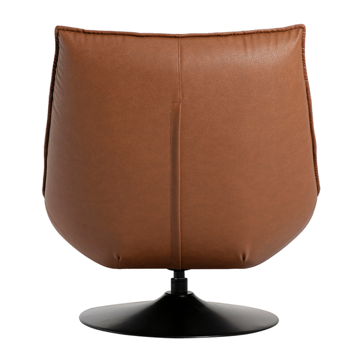 Fauteuil pivotant en cuir marron et métal noir HUXLEY