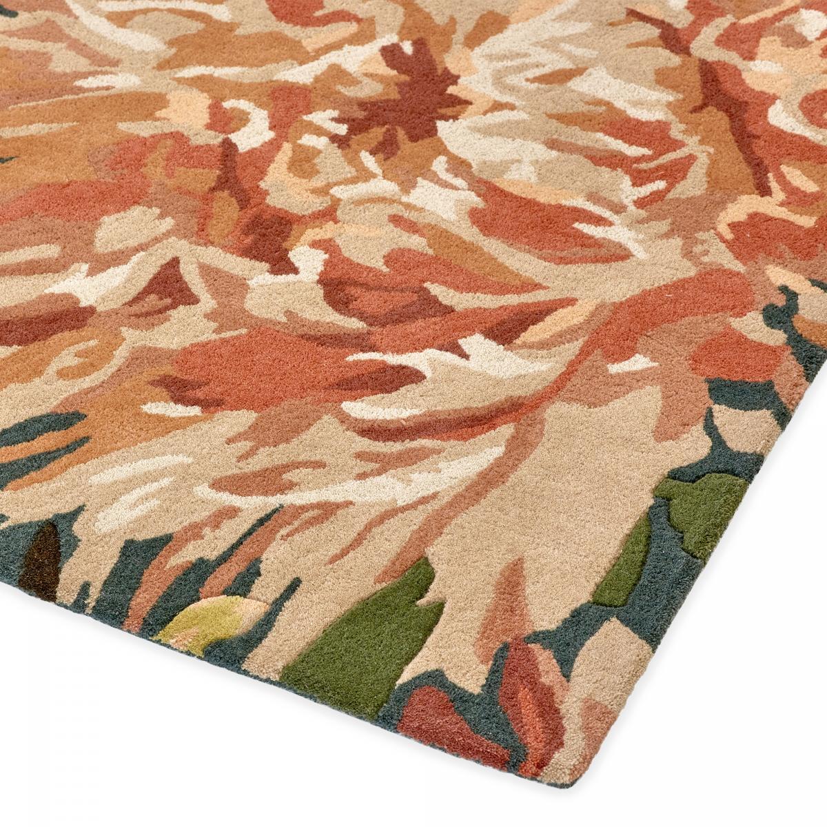 Tapis salon et chambre fait à la main en laine motif floral OLFI