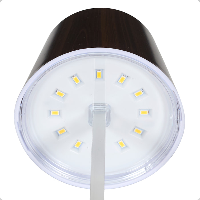 Lampe De Table A Piles Effet Bois H26cm