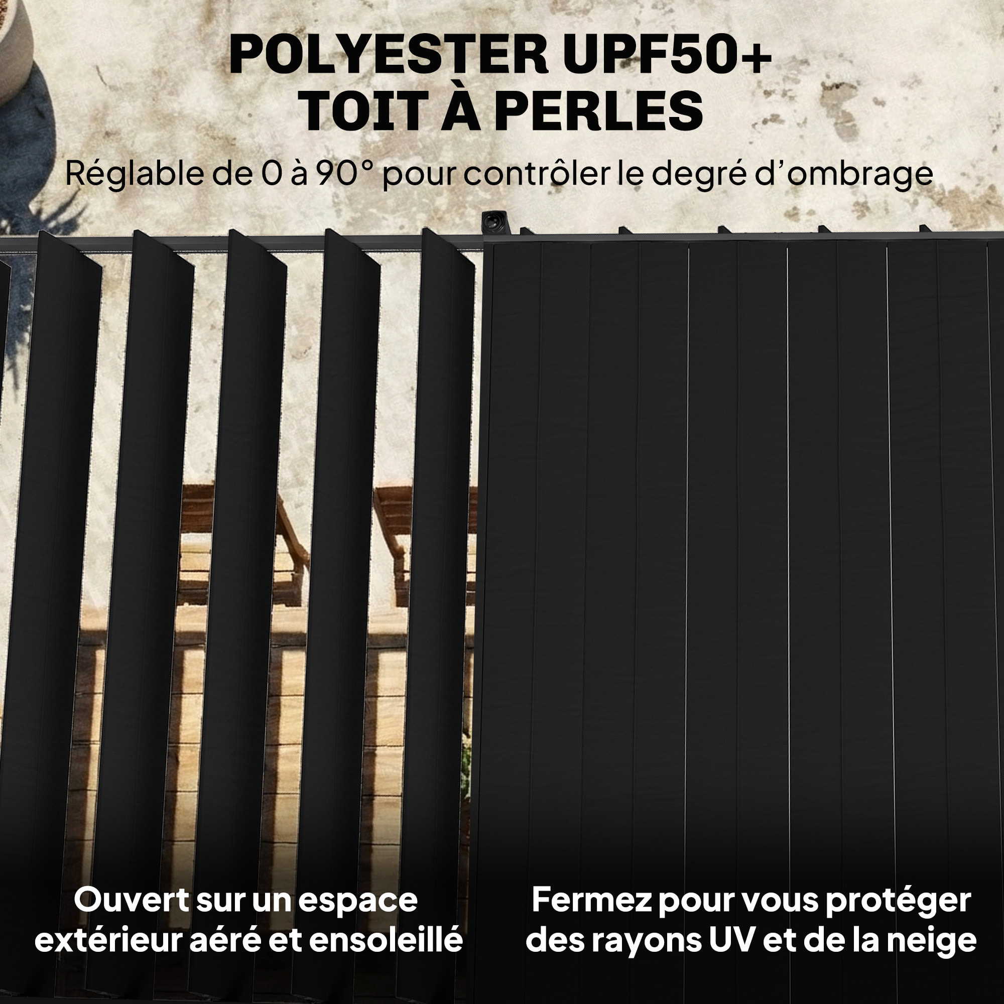 Pergola bioclimatique XXL dim. 5,7 x 3 m lames orientables 0-90 degrés gris