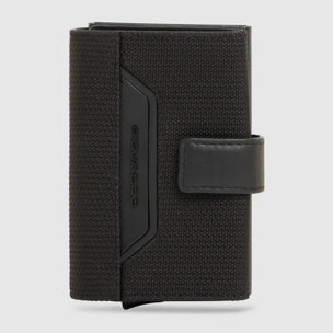 Piquadro Portacarte automatico in metallo e pelle, schermato con protezione RFID