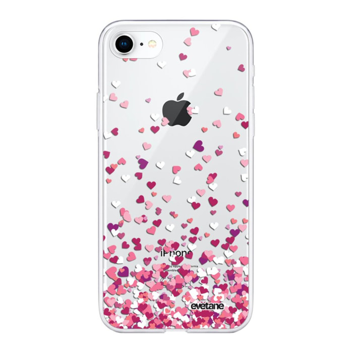 Coque iPhone 7/8/ iPhone SE 2020 360 intégrale transparente Confettis De Coeur Tendance Evetane.