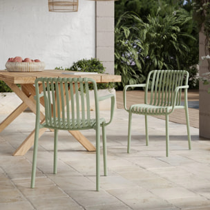 Lot de 2 chaises de jardin empilables en plastique vert pastel - Ivy