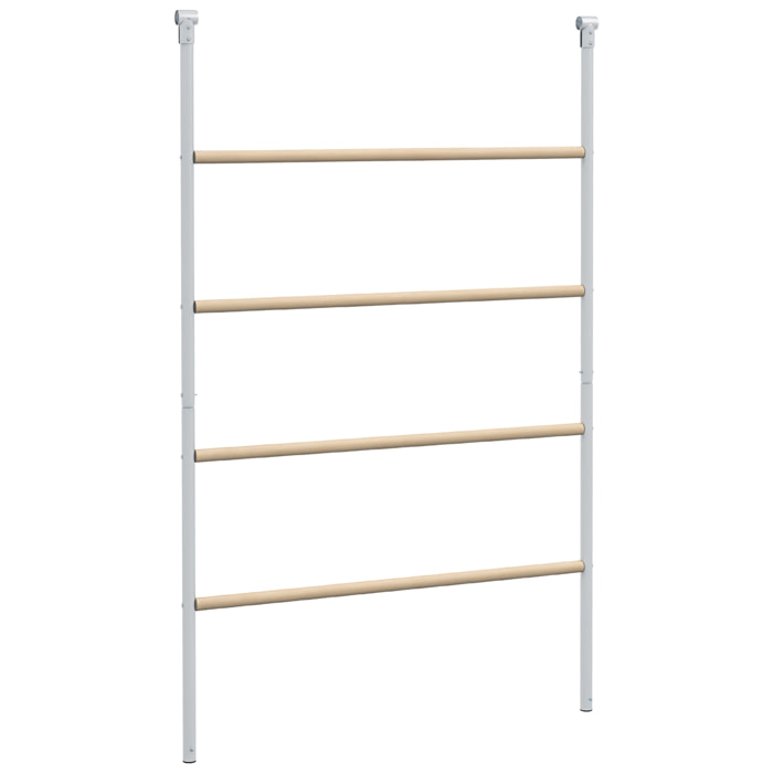 Percha para Gallinas de 4 Niveles, Escalera de Madera y Acero Galvanizado para 4-6 Gallinas, 140x86 cm, para Gallineros de Tubos Metálicos de 25 mm, Natural