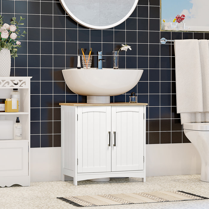 Mueble para Debajo del Lavabo con 2 Puertas Estante Ajustable 60x30x60 cm Blanco