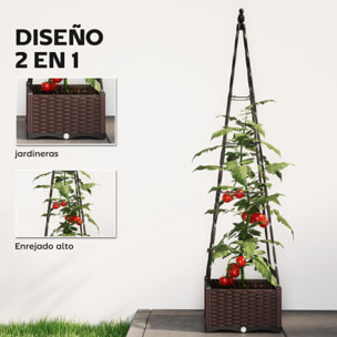 Jardinera con Enrejado Metálico, Jardinera Exterior para Plantas Trepadoras, Maceta de PP con Orificios de Drenaje y Tapones, Macetero Elevado para Jardín, Patio, 40x40x175 cm, Negro