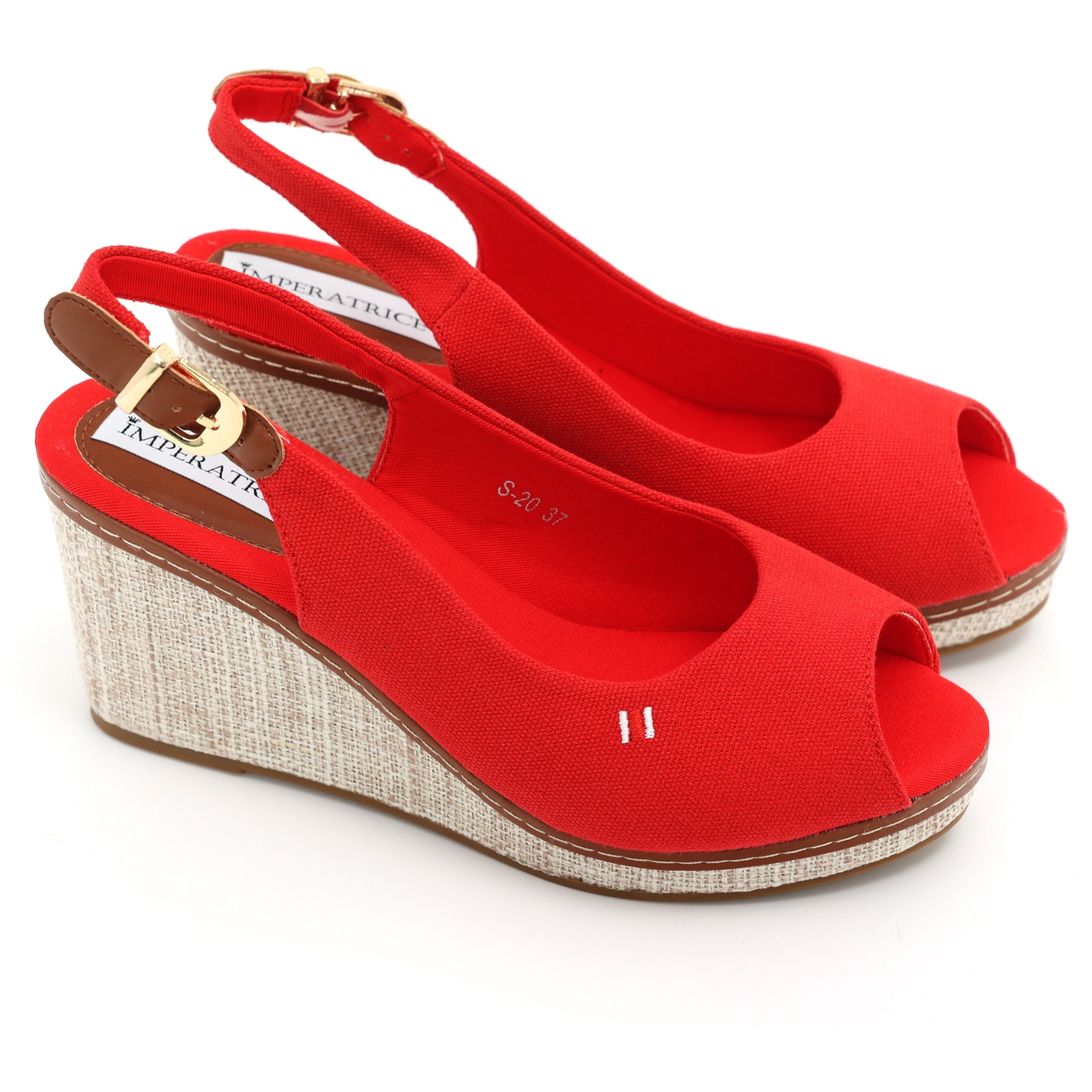 Sandali in tessuto con zeppa