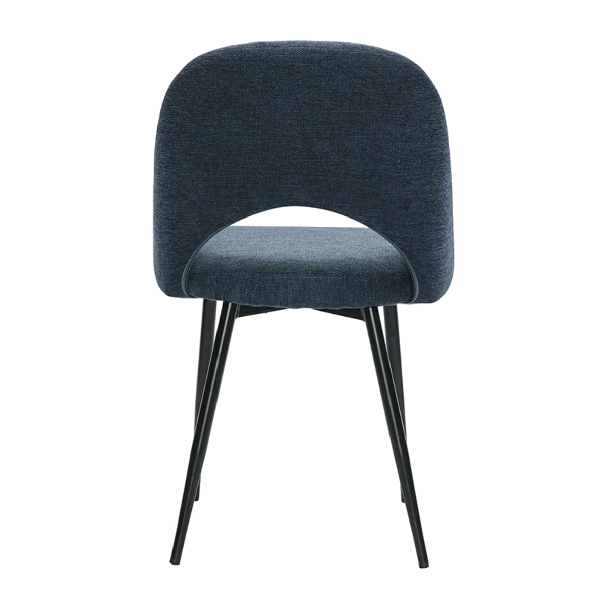 Chaises vintage en tissu effet velours texturé bleu foncé et métal noir (lot de 2) COSETTE