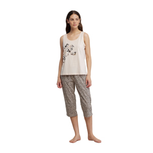 Pigiama donna top spalla larga e pantalone pescatore cotone maculato Noidinotte