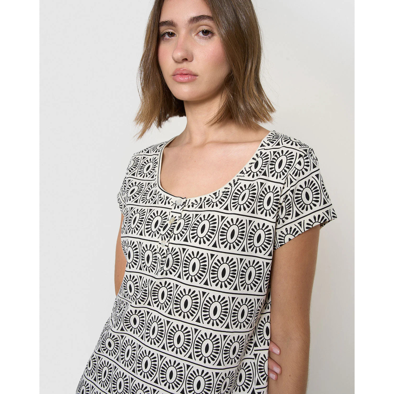 Camisón corto de algodón alejo negro