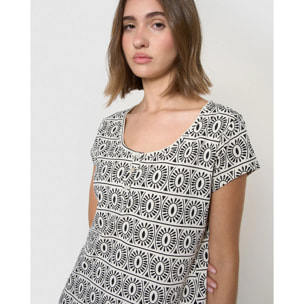 Camisón corto de algodón alejo negro