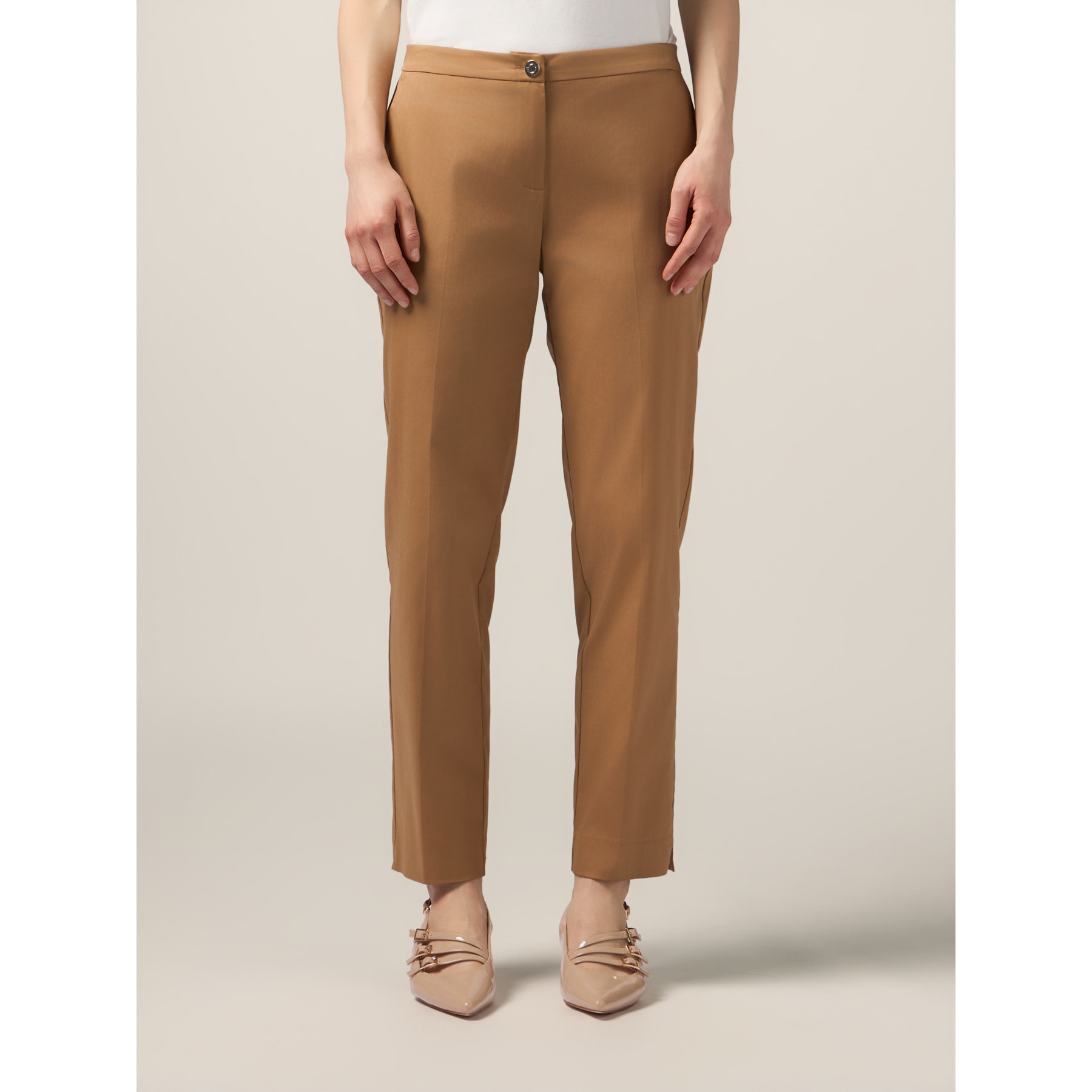 Oltre - Pantalones chinos de raso de algodón - Marrón