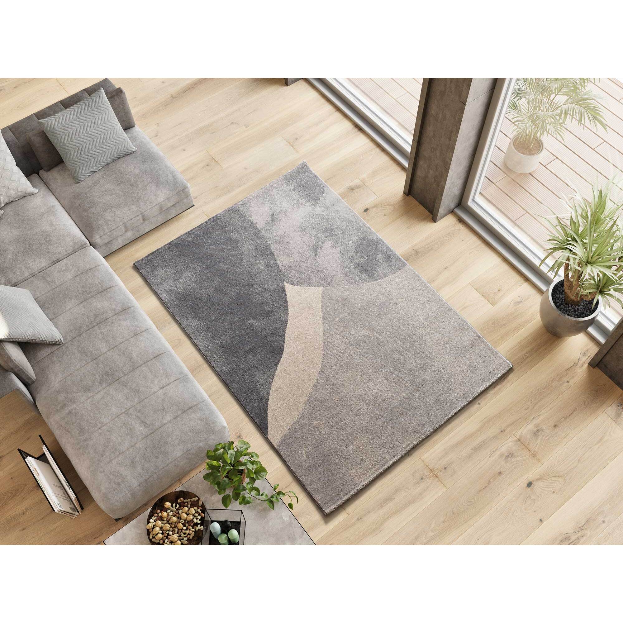 MONIC Alfombra con formas orgÃ¡nicas en gris, varias medidas disponibles.